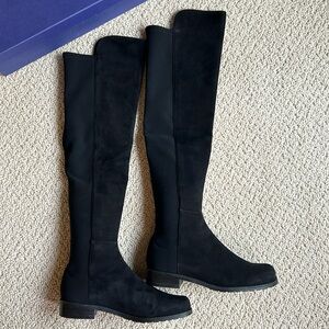 Stuart Weitzman Black Suede 5050 knee boots